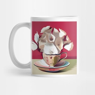 White Blossoms in A Teacup Mug